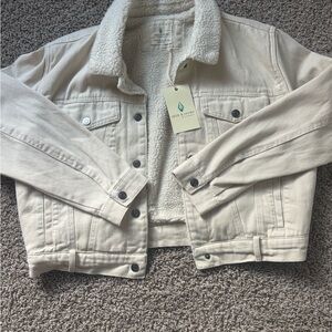 Jade & Ivory Cream Sherpa-Lined Denim Jacket
